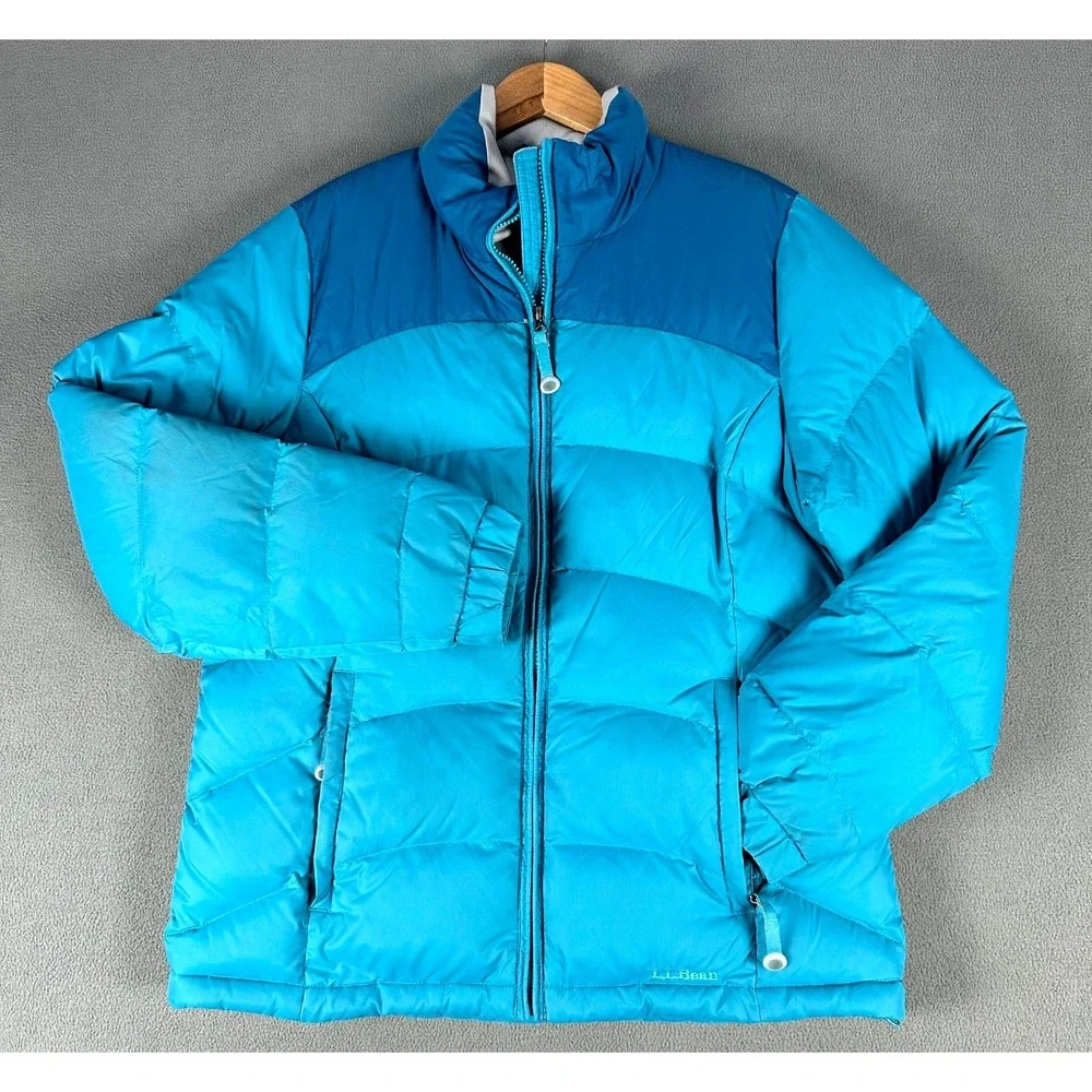 LL Bean Puffer Jacket Womens Medium‎ Blue Goose Down Performance Hiking Ski